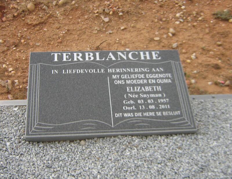 TERBLANCHE Elizabeth nee SNYMAN 1957-2011
