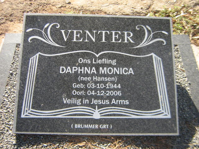 VENTER Daphna Monica nee HANSEN 1944-2006