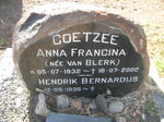 COETZEE Hendrik Bernardus 1935- & Anna Francina VAN BLERK 1932-2002