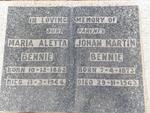 BENNIE Johan Martin 1873-1943 & Maria Aletta 1882-1944