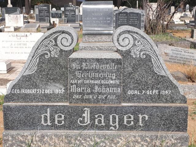 JAGER Maria Johanna, de nee ROBERTS 1902-1947