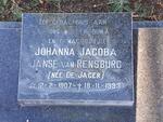 RENSBURG Johanna Jacoba, Janse van nee DE JAGER 1907-1993