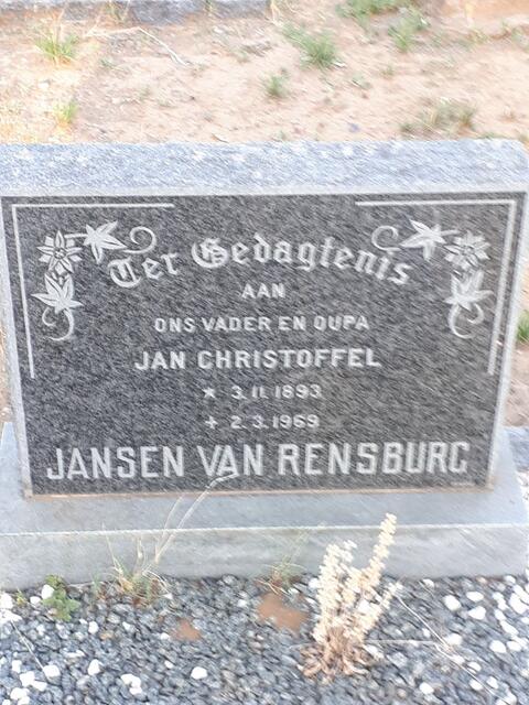 RENSBURG Jan Christoffel, Jansen van 1893-1969