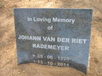 RADEMEYER Johann van der Riet 1920-2011