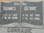CONRADIE Hannes 1919-2008 :: CONRADIE Gerrie 1921-2002