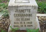 KLERK Jeanette Gerhardine, de 1953-1954