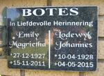 BOTES Lodewyk Johannes 1928-2015 & Emily Magrietha 1927-2011