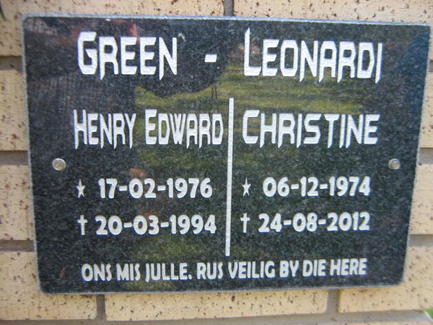 GREEN Henry Edward 1976-1994 & Christine LEONARDI 1974-2012