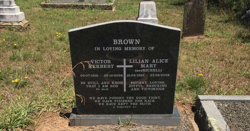 BROWN Victor Herbert 1916-2006 & Lilian Alice Mary MICHELL 1922-2008