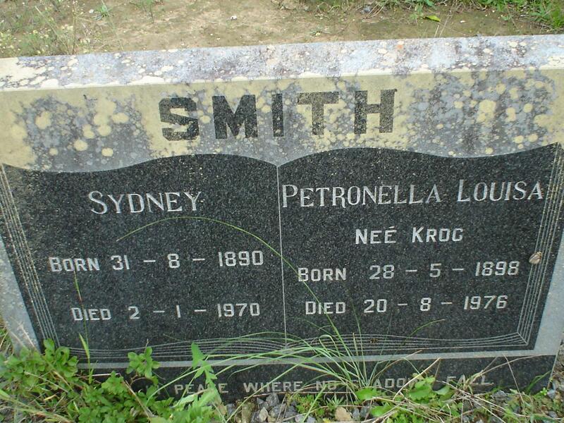 SMITH Sydney 1890-1970 & Petronella Louisa KROG 1898-1976