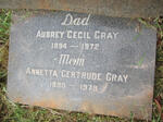 GRAY Aubrey Cecil 1894-1972 & Annetta Gertrude 1890-1972