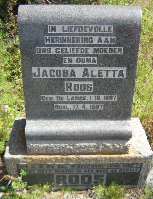 ROOS Jacoba Aletta nee DE LANGE 1887-1967