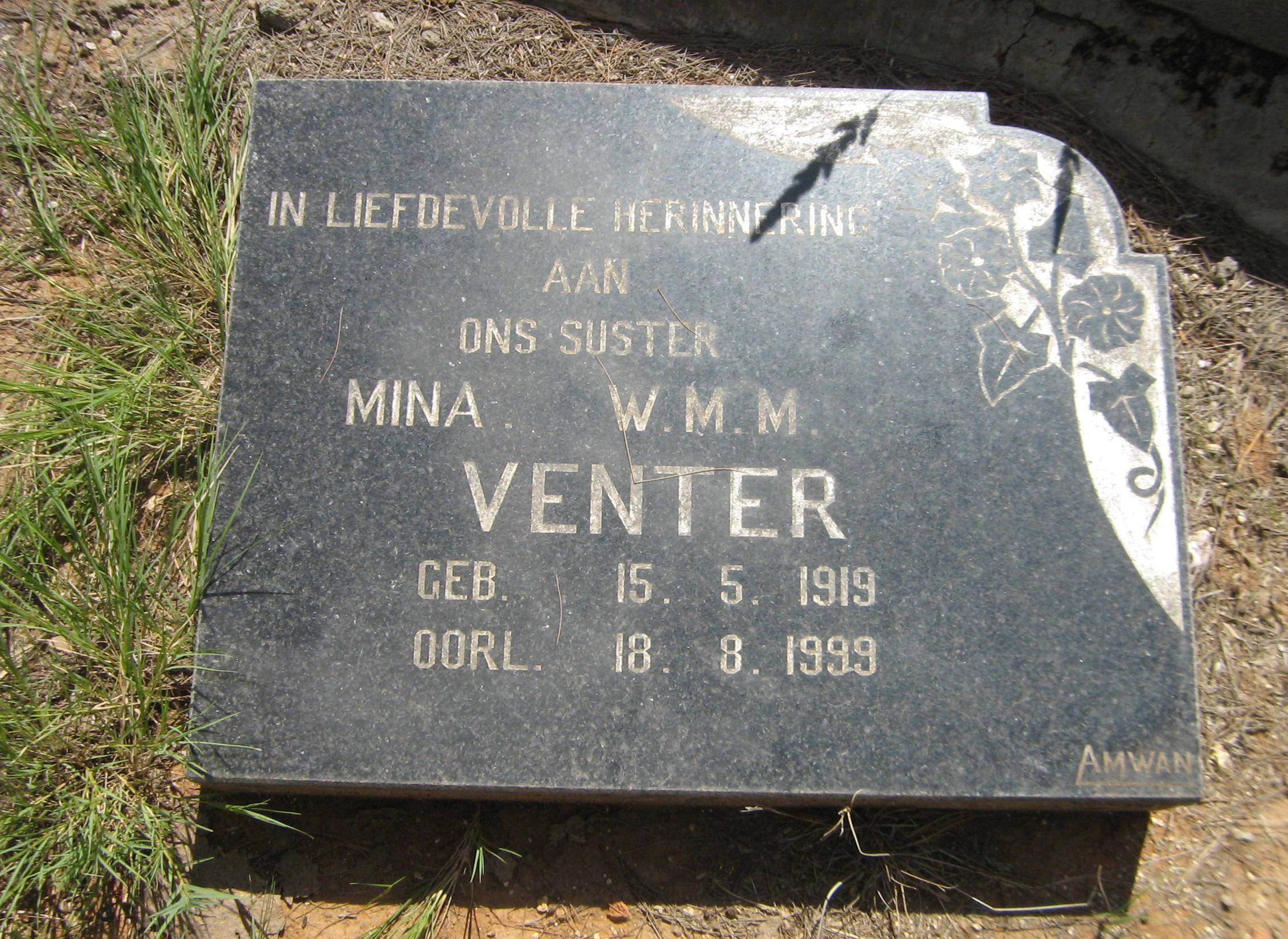 VENTER W.M.M. 1919-1999