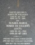 VILLIERS David Jacobus Koen, de 1937-2008 & Susanna Maria Marie LOUW 1941-2011