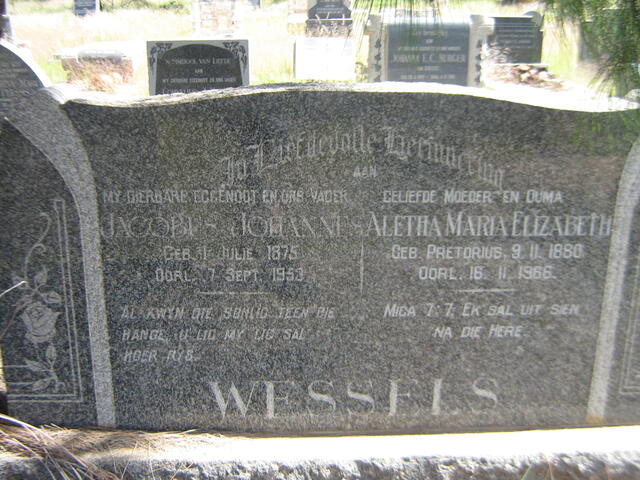 WESSELS Jacobus Johannes 1875-1953 & Aletha Maria Elizabeth PRETORIUS 1880-1966