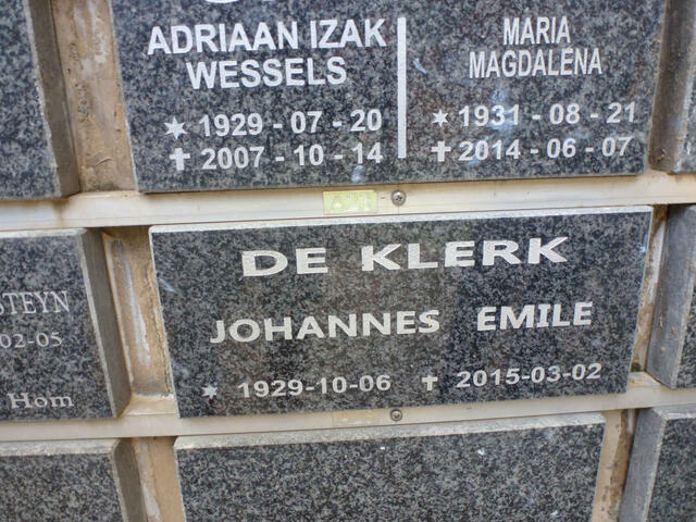 KLERK Johannes Emile, de 1929-2015 :: CILLIERS Adriaan Izak Wessels 1929-2007 & Maria Magdalena 1931-2014