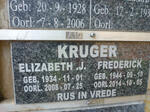 KRUGER Frederick 1944-2014 & Elizabeth J. 1934-2008