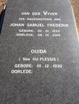 VYFER Johan Samuel Frederik, van der 1932-2014 & Ouida DU PLESSIS 1930-