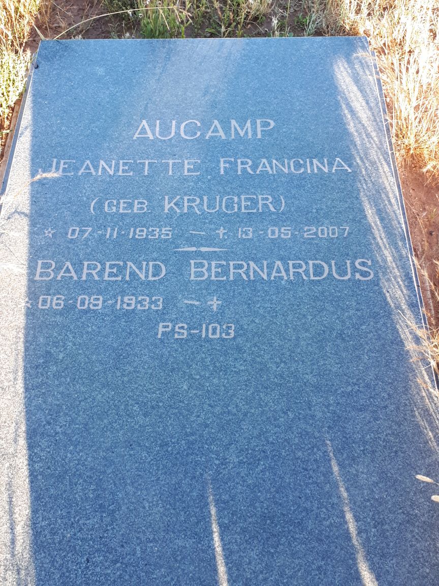AUCAMP Barend Bernardus 1933- & Jeanette Francina KRUGER 1935-2007