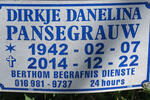 PANSEGRAUW Dirkje Danelina 1942-2014
