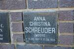 SCHREUDER Anna Christina nee MOORE 1921-1994