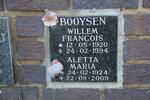 BOOYSEN Willem Francois 1920-1994 & Aletta Maria 1924-2009