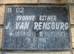 RENSBURG Yvonne Esther, J. van 1939-2013