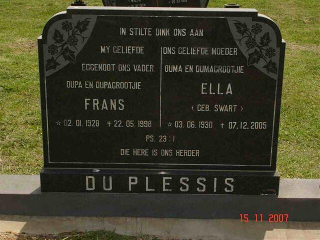 PLESSIS Frans, du 1928-1998 & Ella SWART 1930-2005