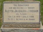 JORDAAN Aletta Jacomina née DU PLESSIS 1870-1930