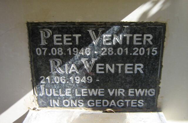 VENTER Peet 1946-2015 & Ria 1949-