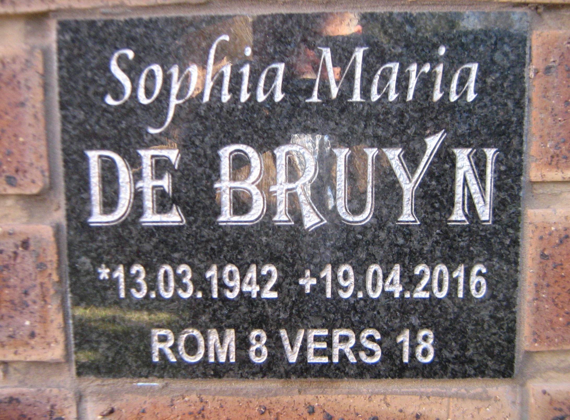 BRUYN Sophia Maria, de 1942-2016