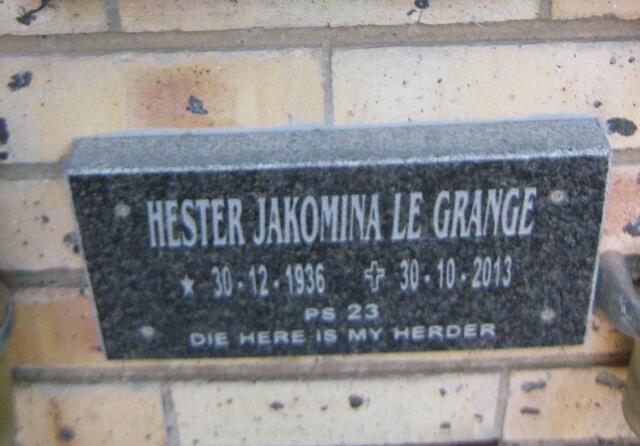 GRANGE Hester Jakomina, le 1936 - 2013