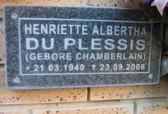 PLESSIS Henriette Albertha, du nee CHAMBERLAIN 1949-2006