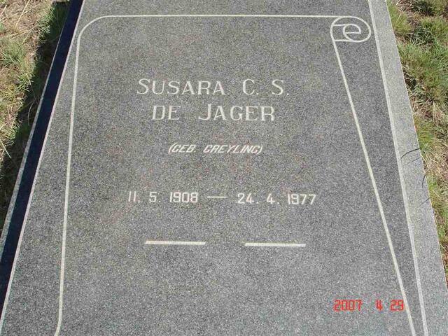 JAGER Susara C.S., de née GREYLING 1908-1977