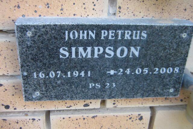 SIMPSON John Petrus 1941-2008