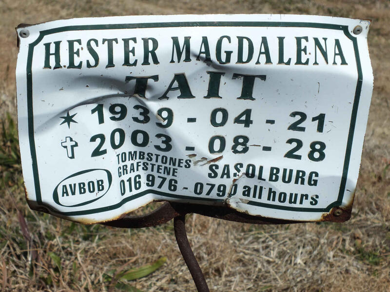 TAIT Hester Magdalena 1939-2003