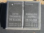 KLERK David Frederick, de 1945-2010 & Magdalena Aletta JACOBS 1939-2018