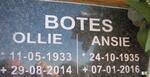 BOTES Ollie 1933-2014 & Ansie 1935-2016