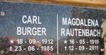 BURGER Carl 1912-1985 & Magdalena RAUTENBACH 1919-2011