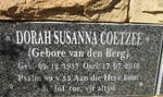 COETZEE Dorah Susanna nee VAN DEN BERG 1937-2016