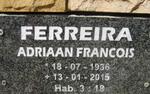 FERREIRA Adriaan Francois 1936-2015