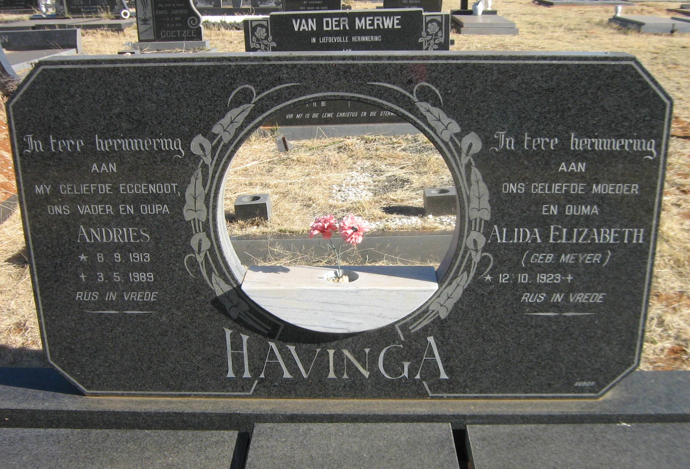 HAVINGA Andries 1913-1989 & Alida Elizabeth MEYER 1923-