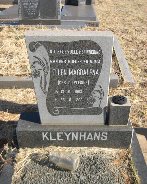 KLEYNHANS Ellen Magdalena nee DU PLESSIS 1903-2001