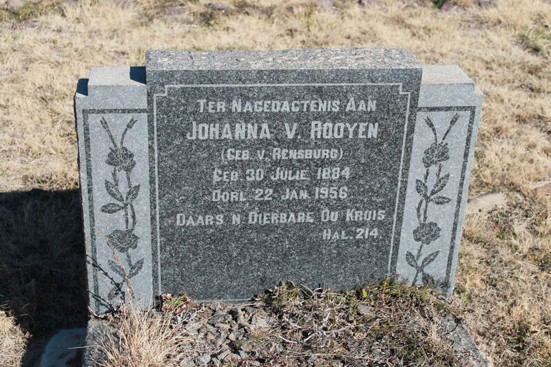 ROOYEN Johanna, v. nee V. RENSBURG 1884-1956