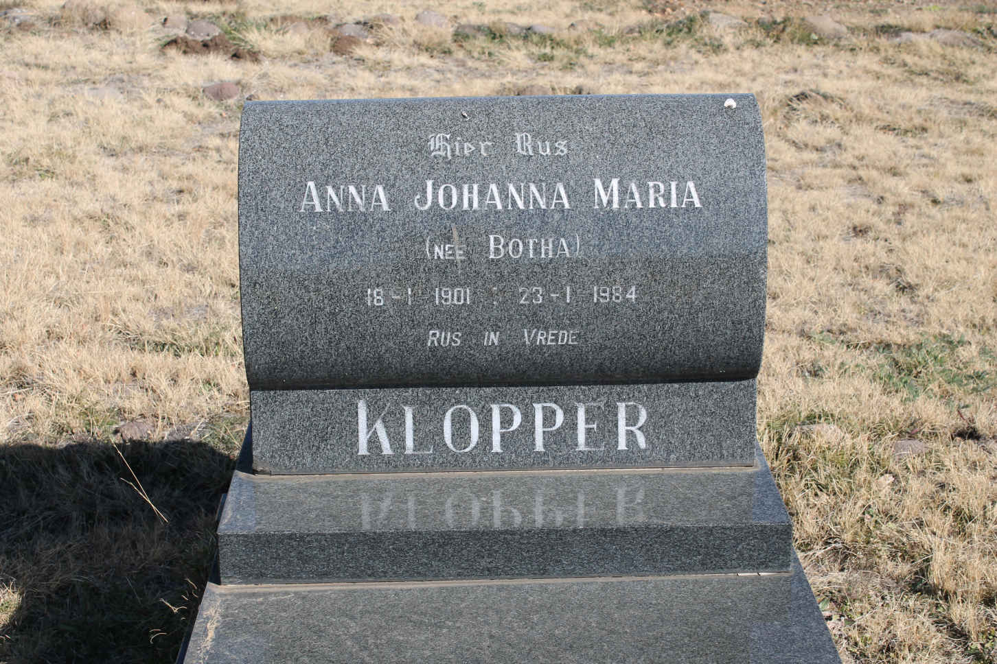 KLOPPER Anna Johanna Maria nee BOTHA 1901-1984