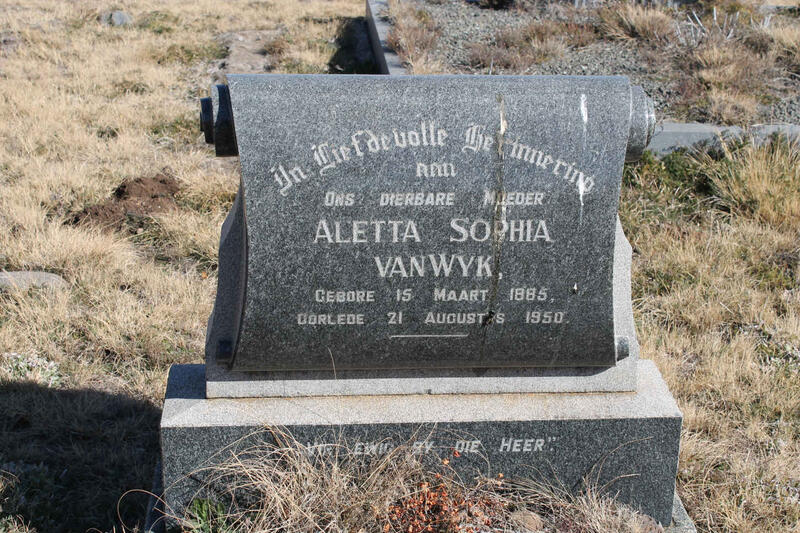 WYK Aletta Sophia, van 1885-1950