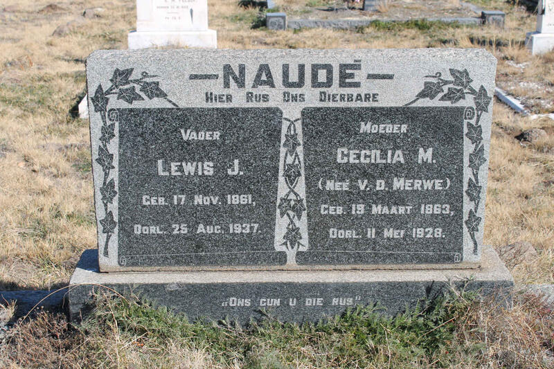 NAUDÉ Lewis J. 1861-1937 & Cecilia M. V.D. MERWE 1863-1928