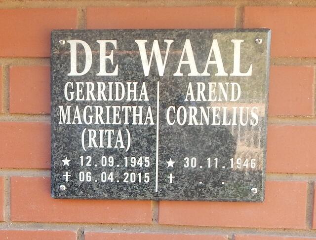 WAAL Arend Cornelius, de 1946- & Gerridha Magrietha 1945-2015