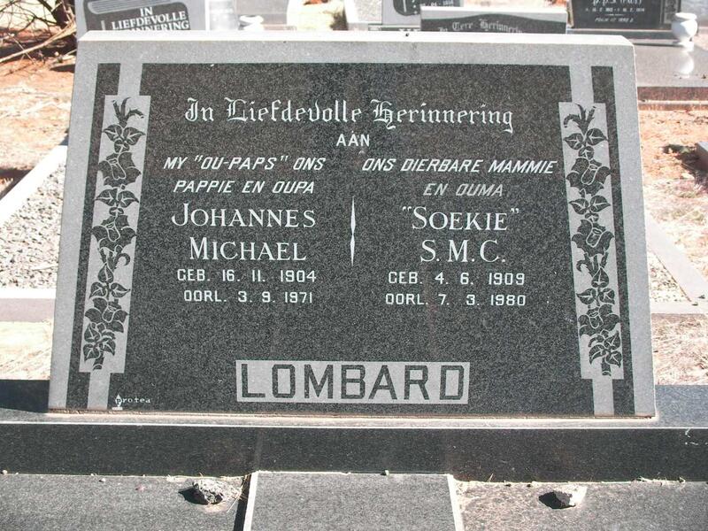LOMBARD Johannes Michael 1904-1971  & S.M.C. 1909-1980