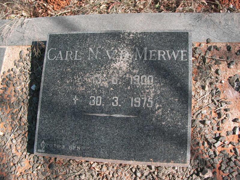 MERWE Carl N., v.d. 1900-1975